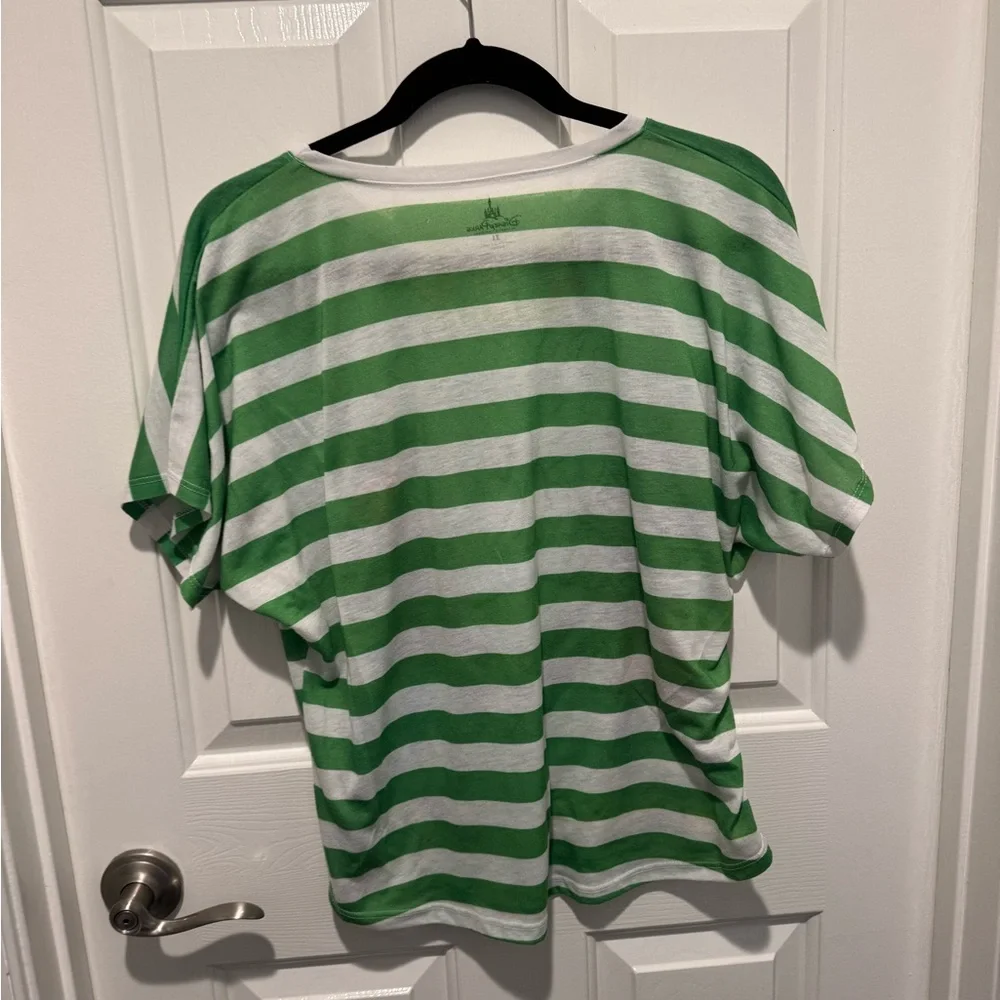 Disney Parks Green & White Striped Mickey and Minnie Graphic Vintage Tee Size XL - Picture 11 of 11